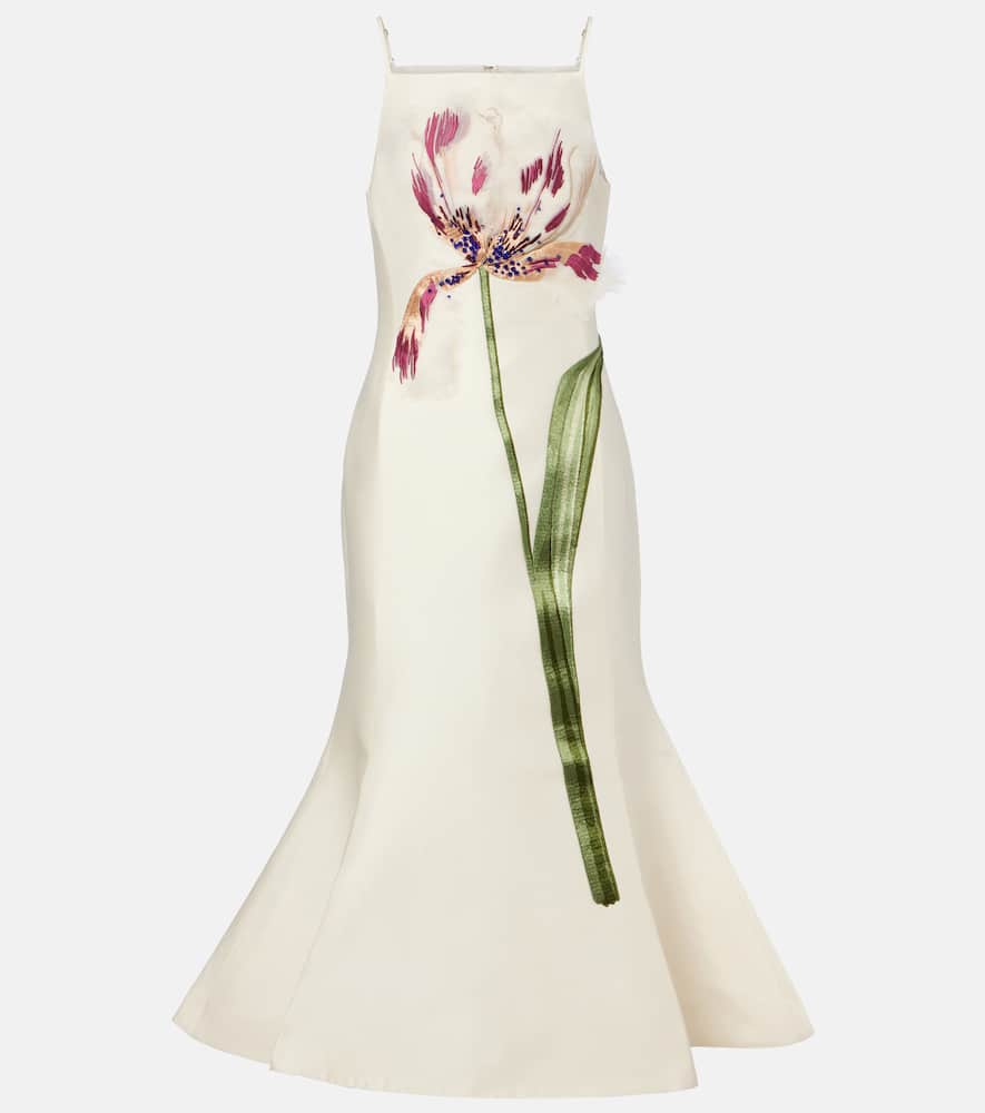 Regina floral wool and silk midi dress