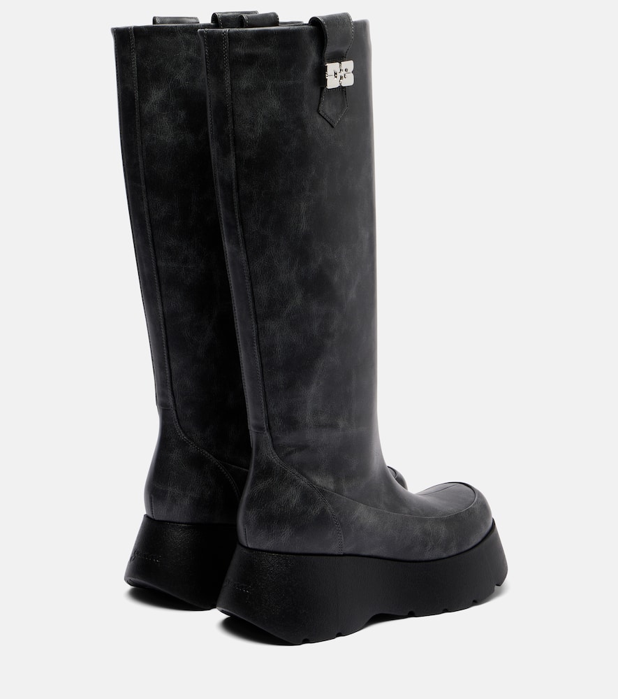 Ganni Kat Platform Knee-high Boots In Black