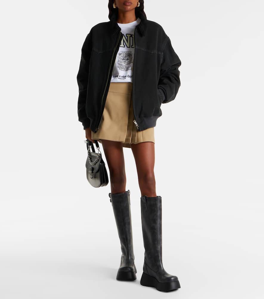 Ganni Kat Platform Knee-high Boots In Black