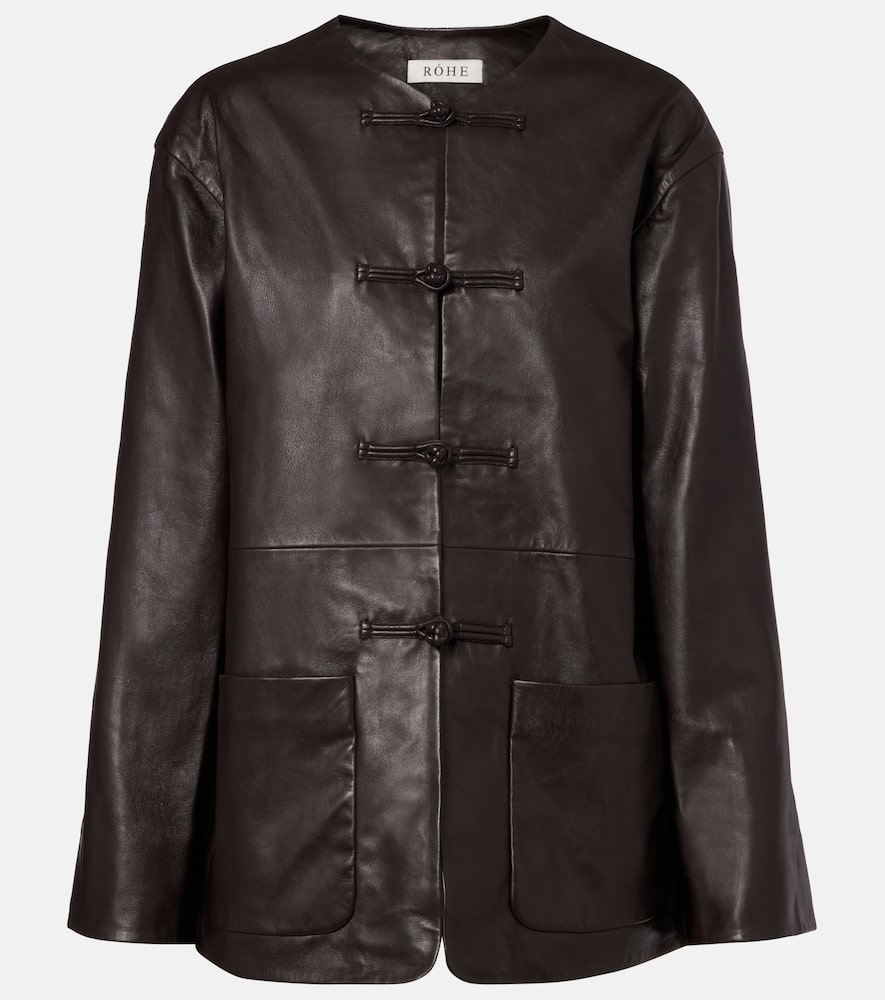 Rohe Mandarin Leather Jacket In Brown