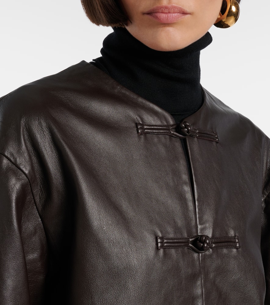 Rohe Mandarin Leather Jacket In Brown