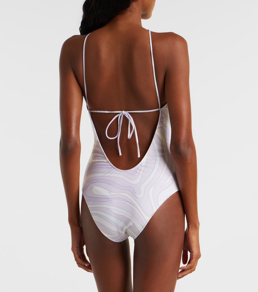 Pucci Marmo Halterneck Swimsuit In Purple