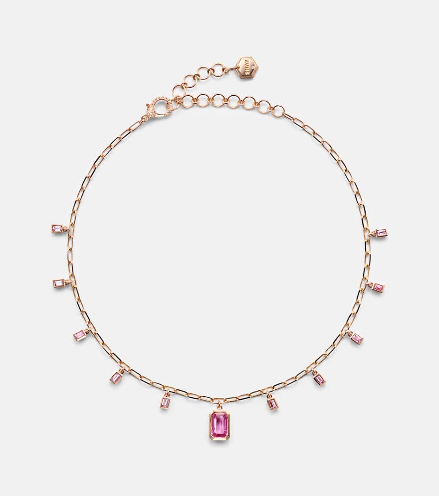Shay Jewelry 18kt Rose Gold Choker With Sapphire And Diamonds In Pink
