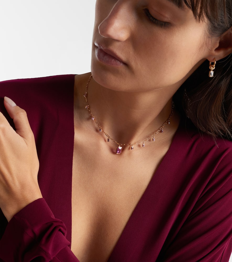 Shay Jewelry 18kt Rose Gold Choker With Sapphire And Diamonds In Pink