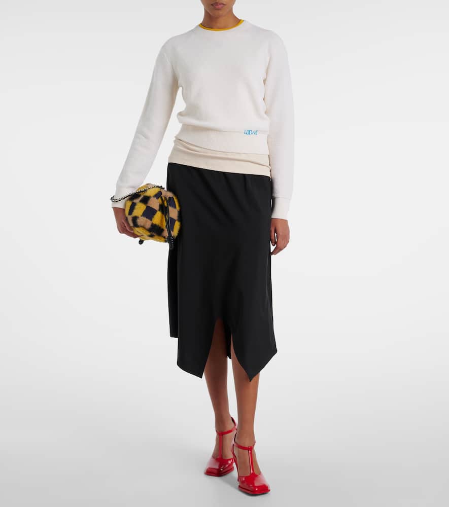 Loewe Logo Embroidered Wool Sweater In Neutral