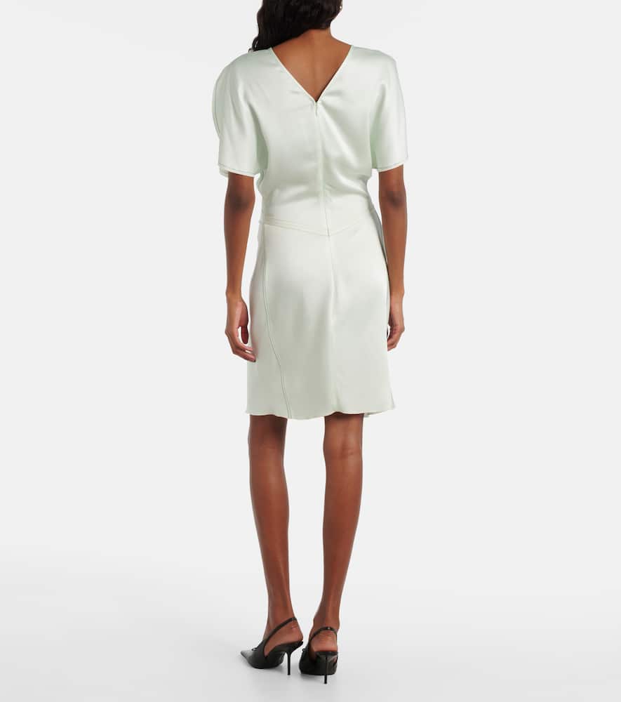 Victoria Beckham Gathered Satin Minidress In Green