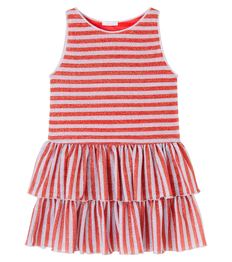 Oseree Oséree Kids Striped Lamé Dress In Red