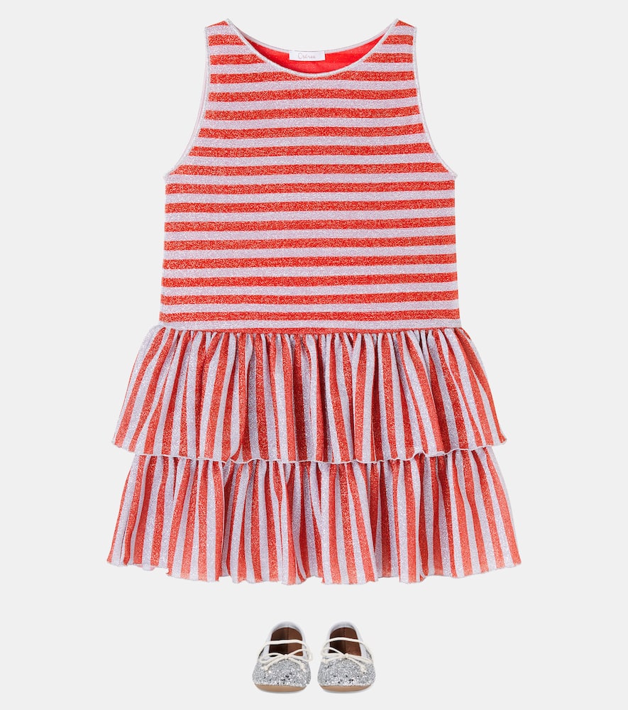 Oseree Oséree Kids Striped Lamé Dress In Red