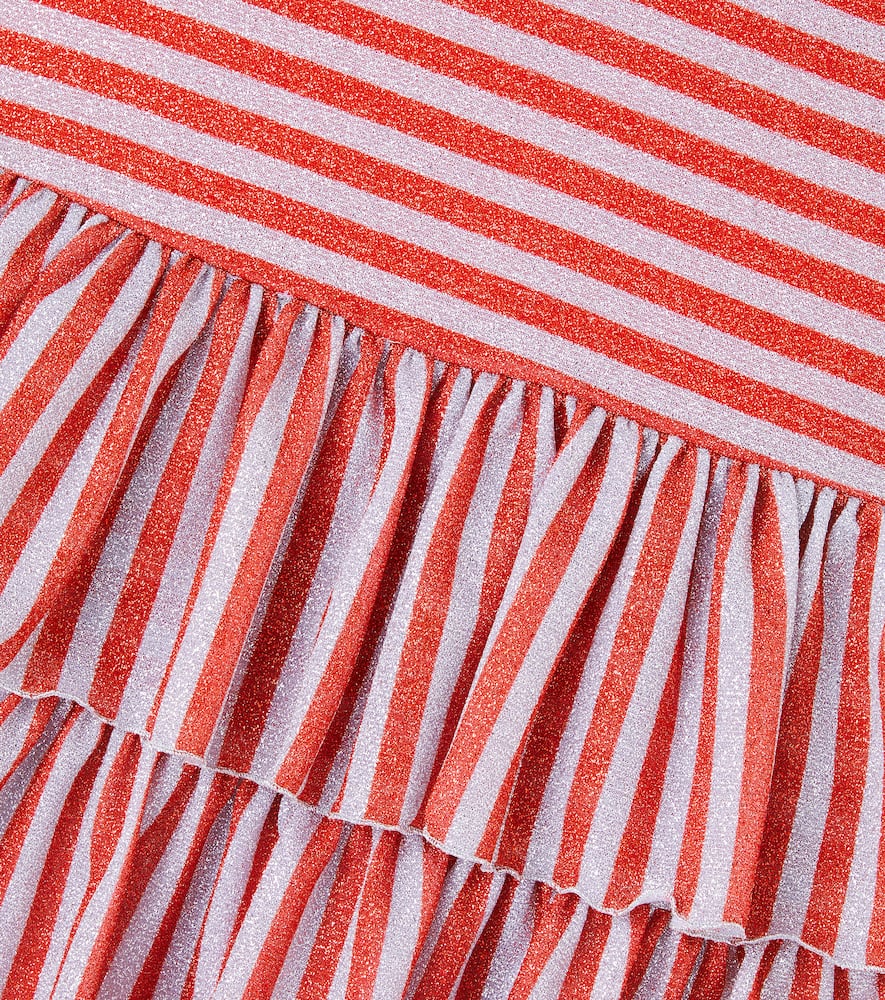 Oseree Oséree Kids Striped Lamé Dress In Red