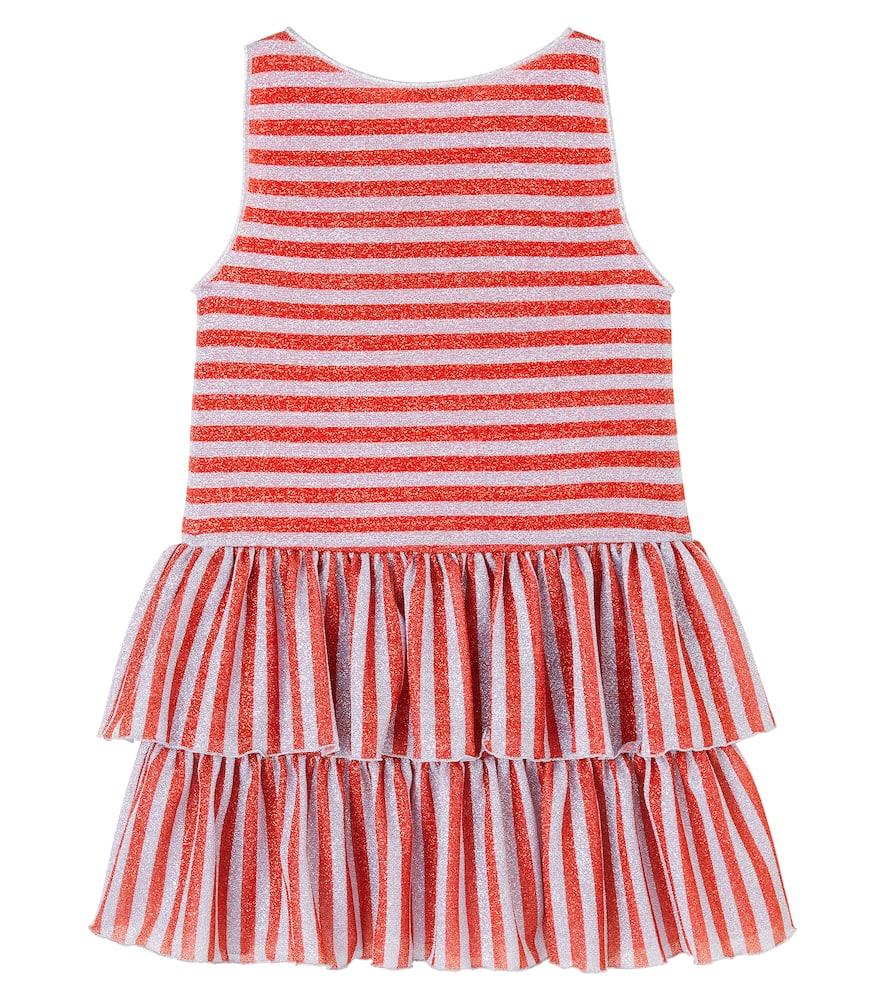 Oseree Oséree Kids Striped Lamé Dress In Red