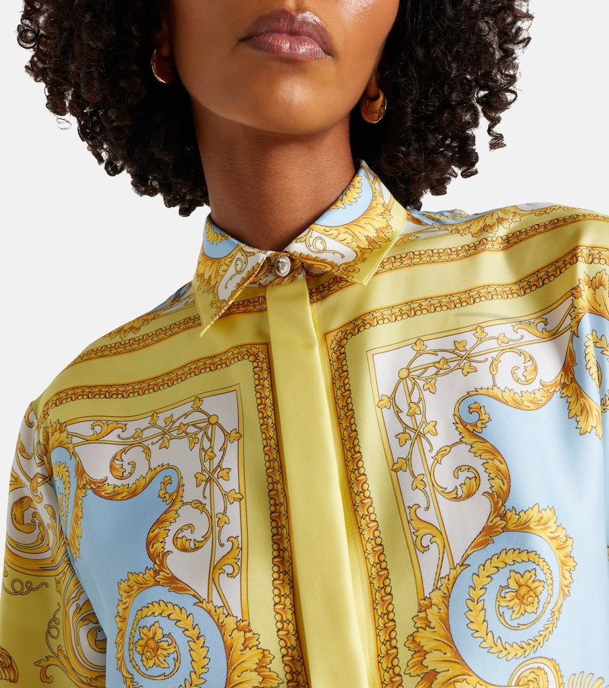 Versace Medusa-buckle Printed Midi Dress In Blue