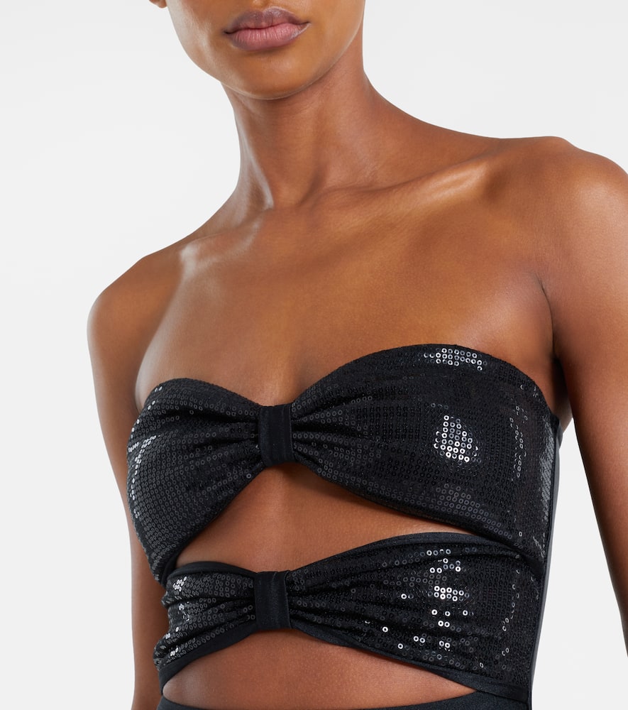 Adriana Degreas Cutout Sequined Swimsuit In Black