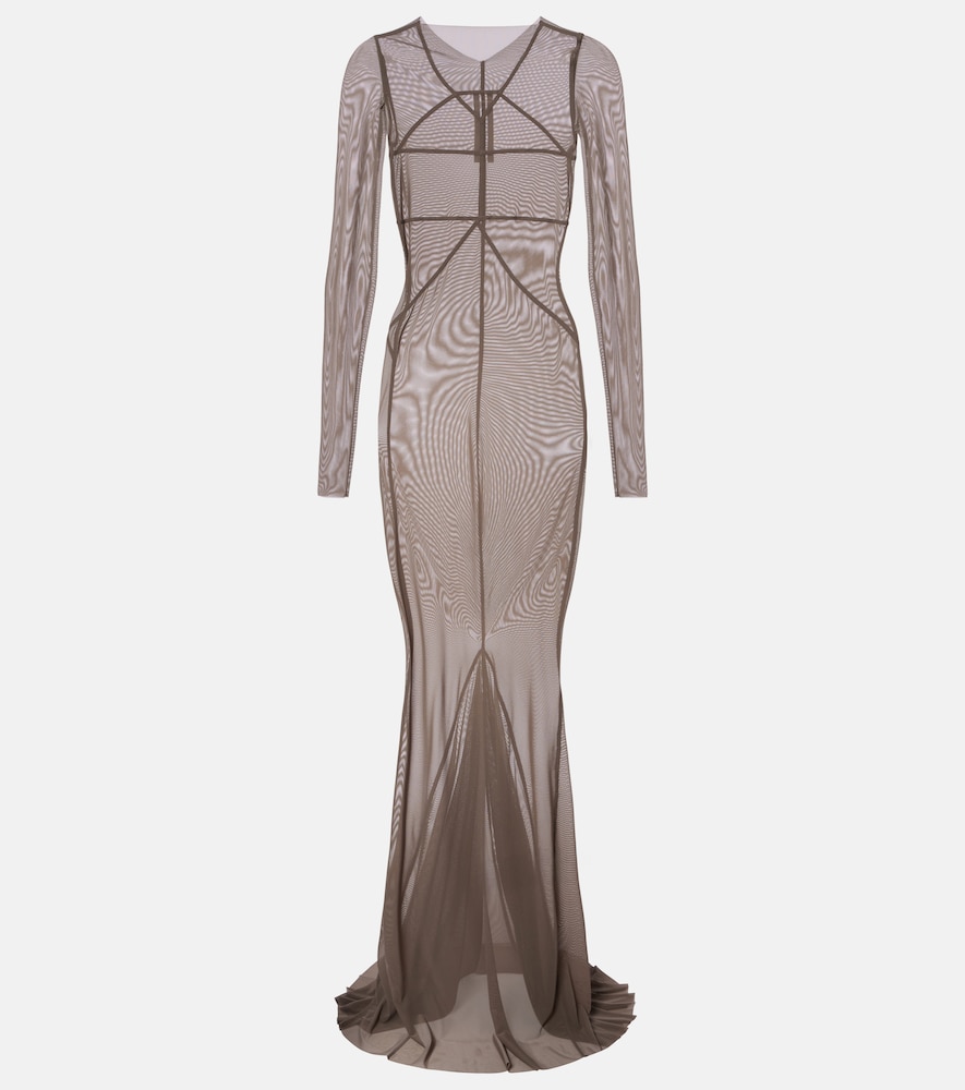 Rick Owens Temple Tulle Gown In Gray