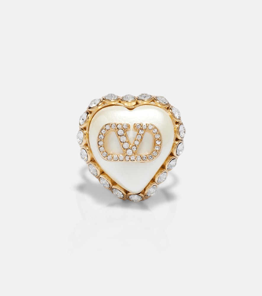Valentino VLogo faux pearl-embellished ring