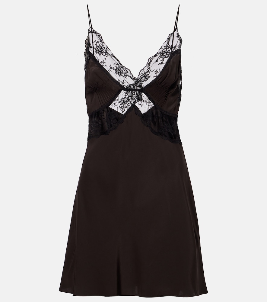 SIR Lace-trimmed silk minidress