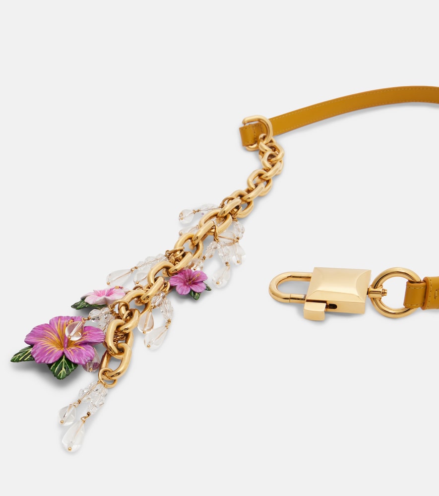  Dolce&gabbana Dolce&gabbana Embellished Floral Leather And Chain Belt 