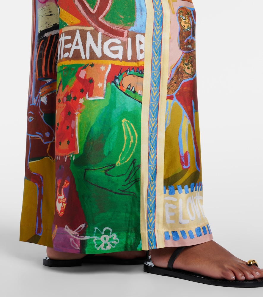 Alémais X Mlak Printed Silk Twill Wide-Leg Pants