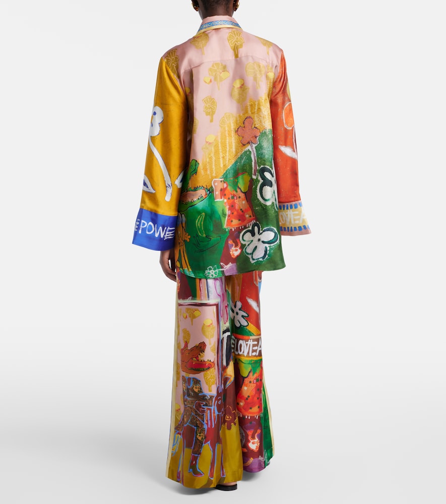 Alémais X Mlak Printed Silk Twill Wide-Leg Pants