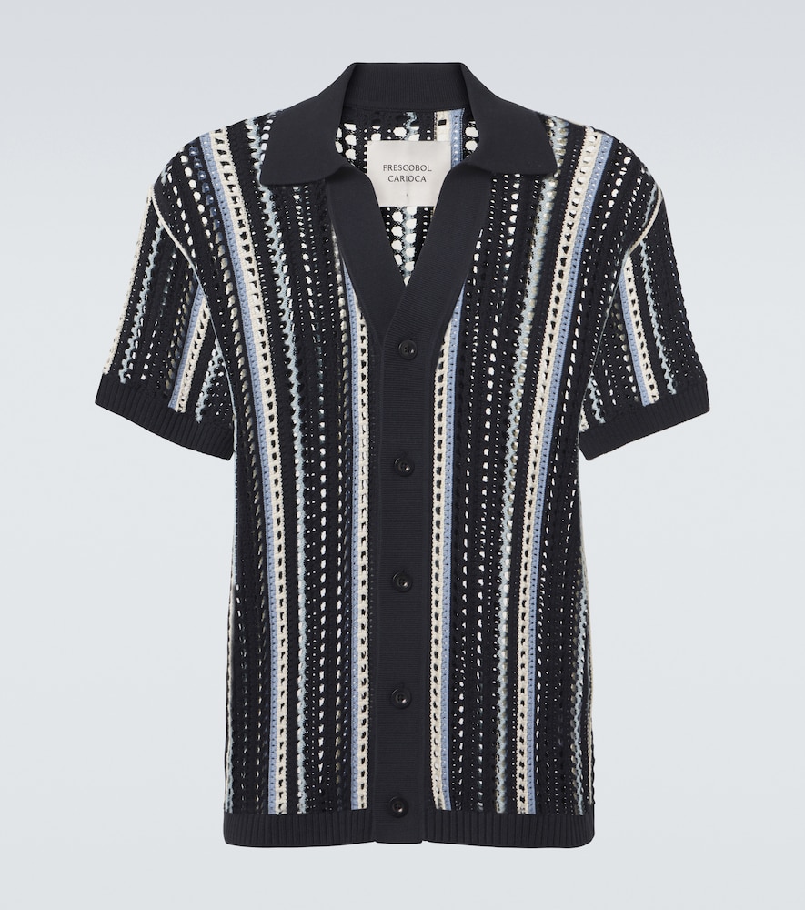 Frescobol Carioca Men's Blue Pinto Crochet Striped Cotton Shirt UK Size 42 - Mytheresa