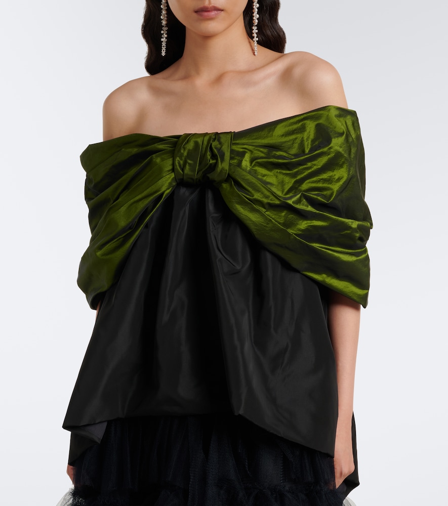Bow-Detail Taffeta Top