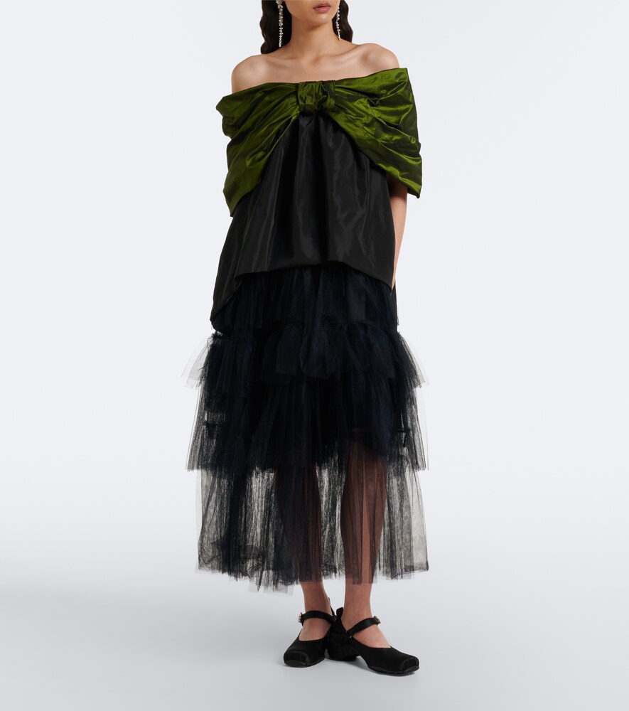 Bow-Detail Taffeta Top