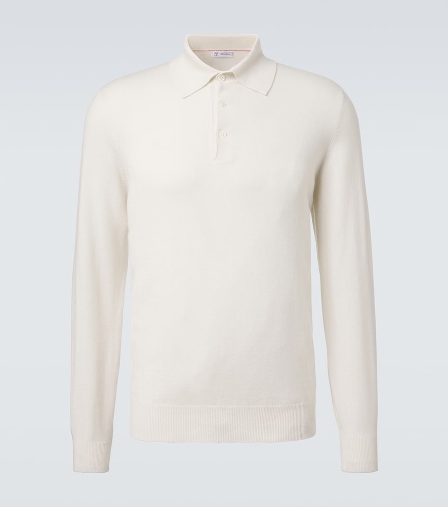 Brunello Cucinelli Men's White Cashmere Polo Sweater UK Size 42 - Mytheresa