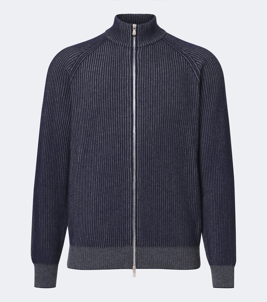 Pullover mit Reißverschluss aus Rippstrick