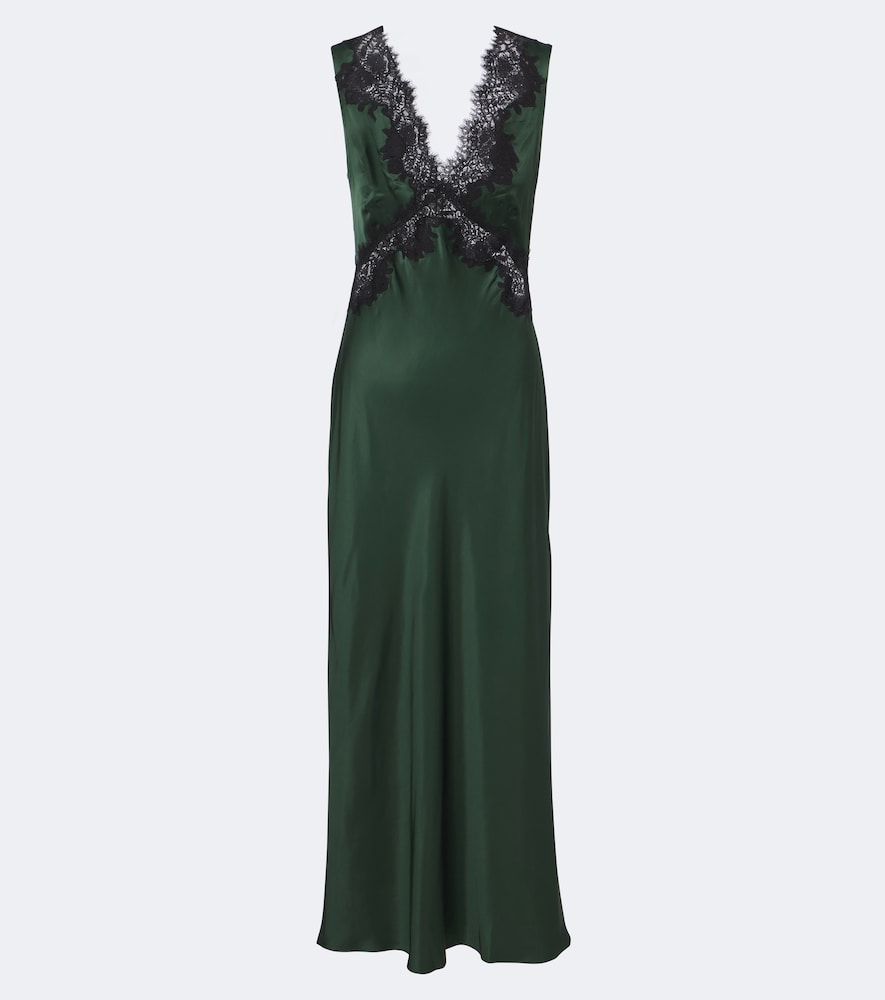 Abito midi Lysandra in raso con pizzo