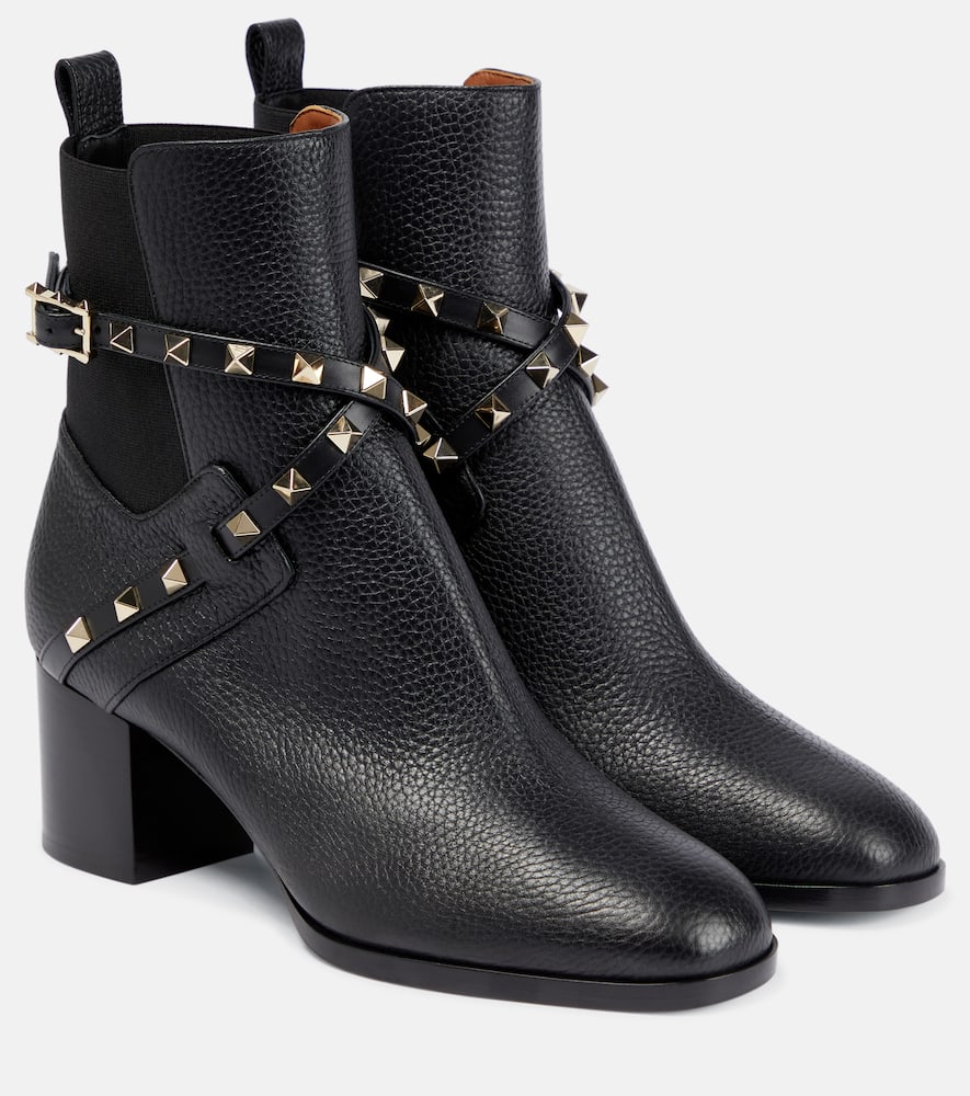 Rockstud leather ankle boots