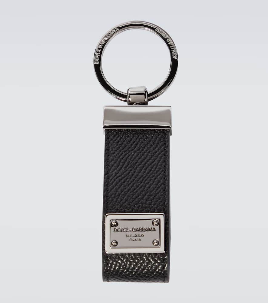 Dolce & Gabbana Logo Leather Keychain In Black | ModeSens