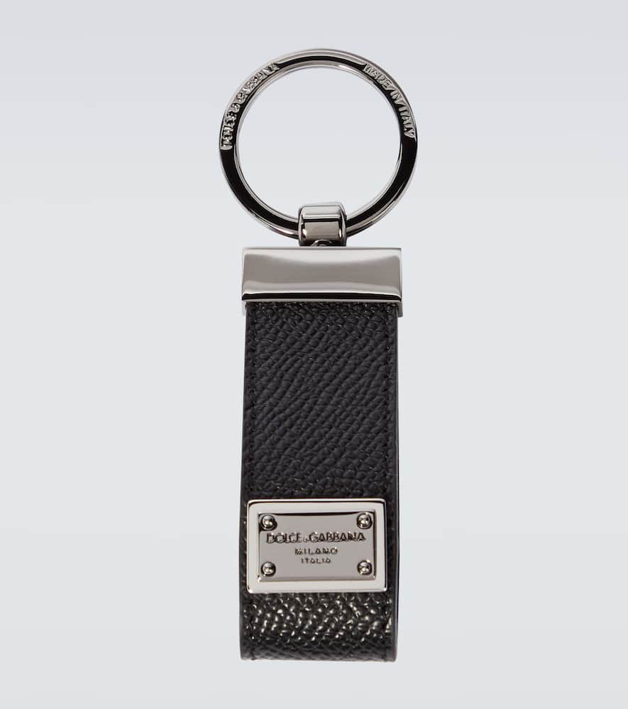 Dolce & Gabbana Logo Leather Keychain In Black