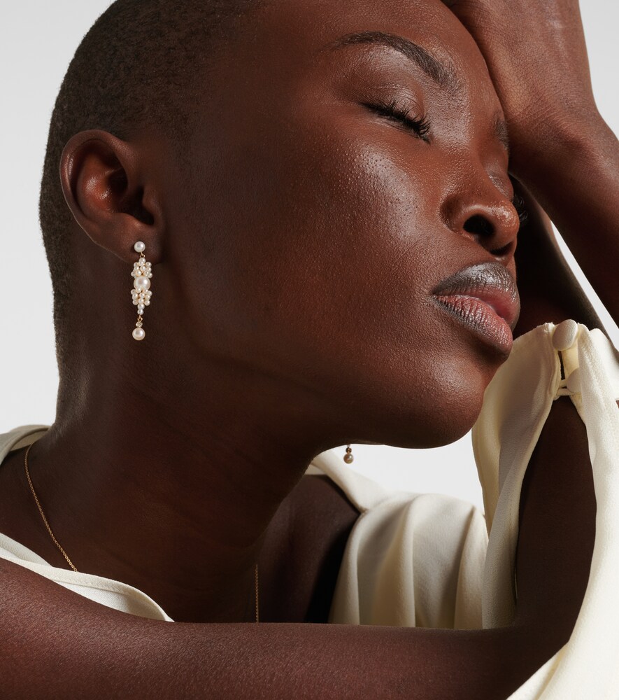 Sophie Bille Brahe Rêve de Diamant 14kt gold earrings with diamonds and pearls