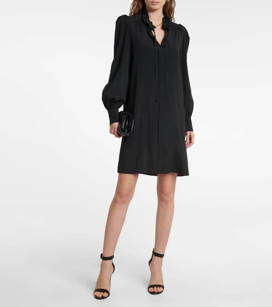 Shop Dorothee Schumacher Tie-neck Minidress In Pure Black