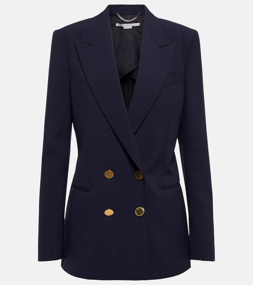 Stella Mccartney Double Breasted Long Blazer In Ink