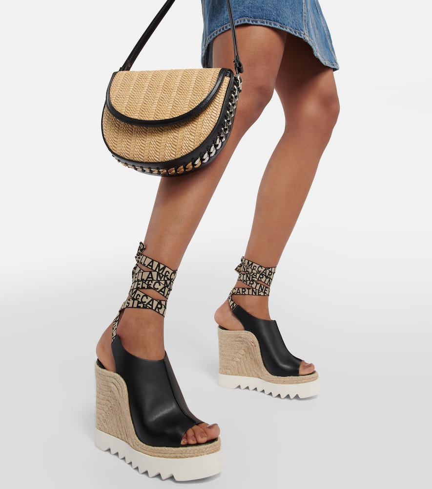 Shop Stella Mccartney Gaia Faux Leather Espadrille Sandals In Black