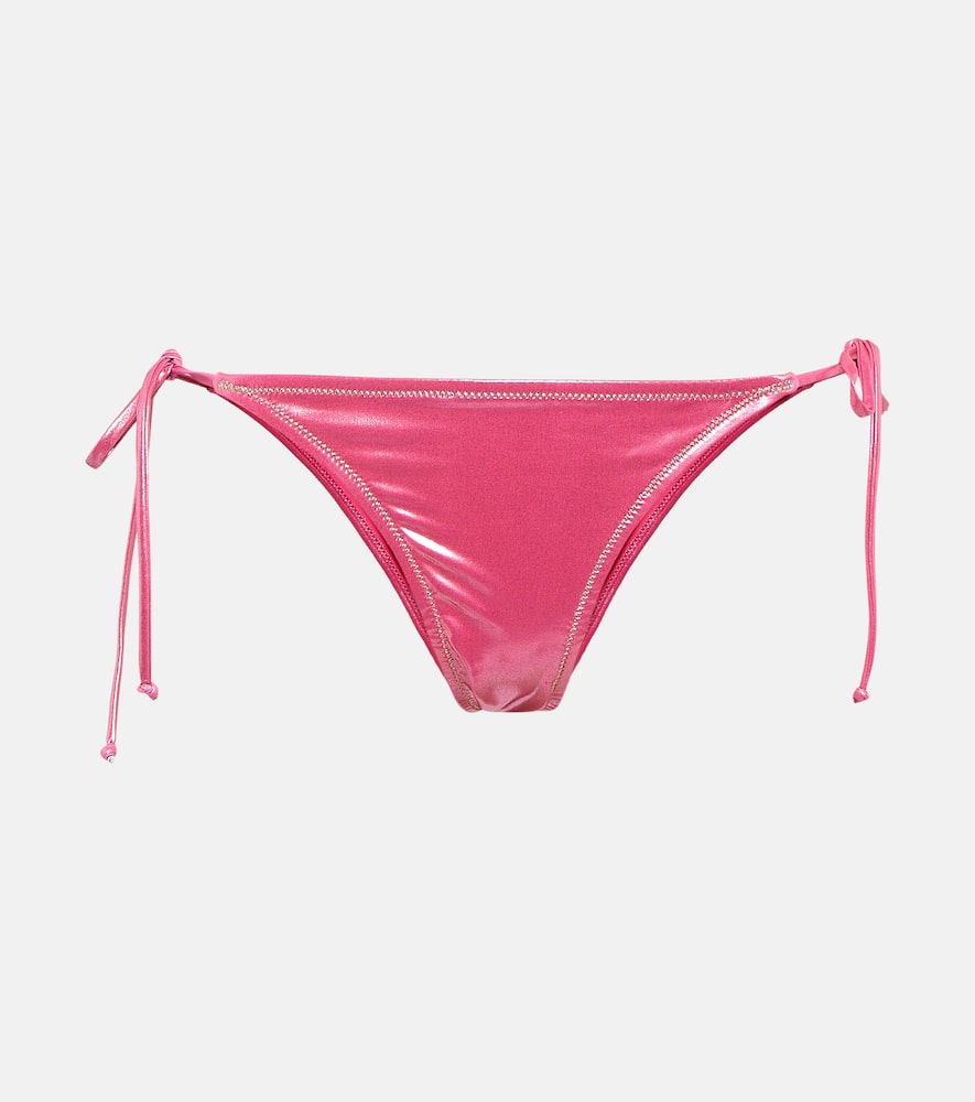 Reina Olga Love Lamé Bikini Bottoms In Barbie Pink Lame