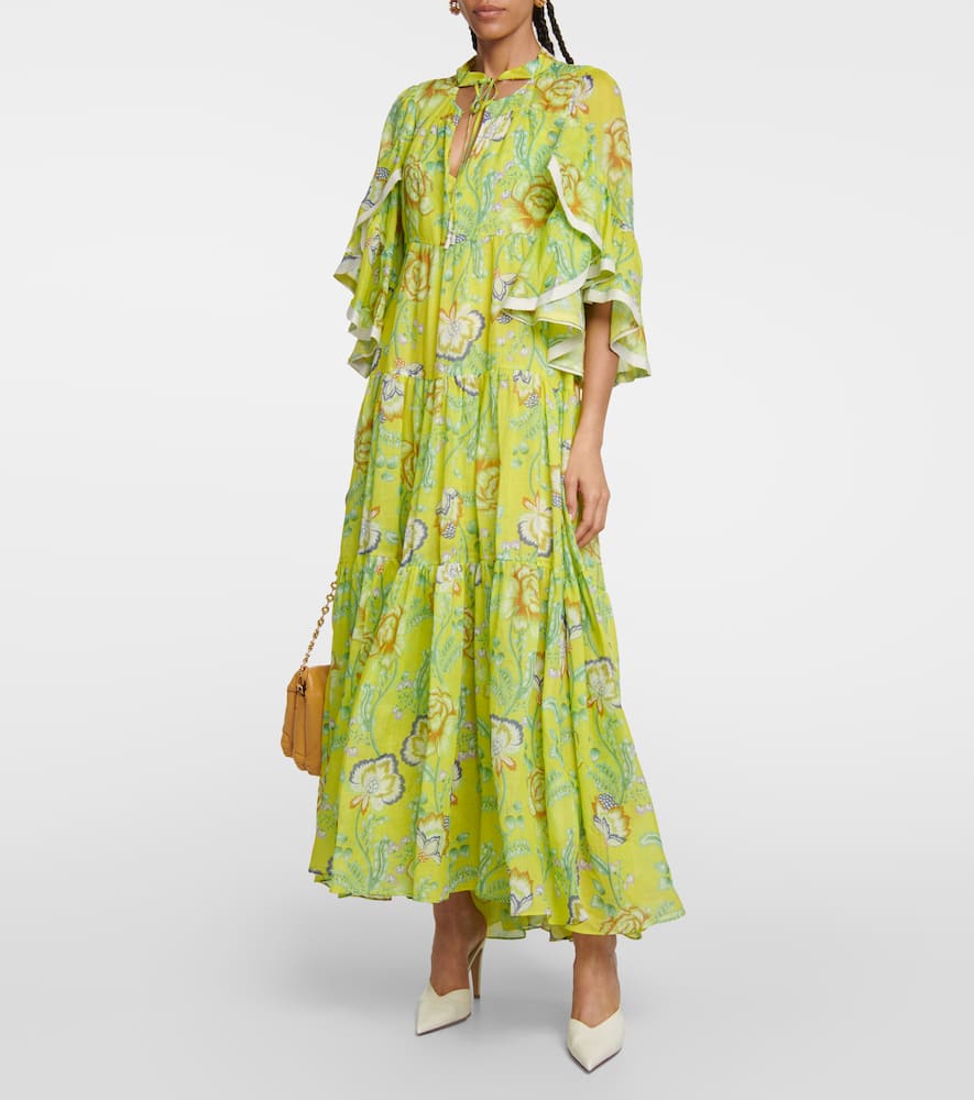 Shop Dorothee Schumacher Floral Ramie Maxi Dress In Multi