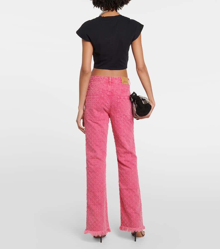 Shop Isabel Marant High-rise Straight Eyelet Jeans In Pink