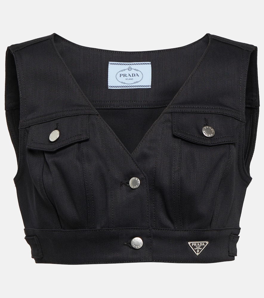 Prada Embellished denim crop top