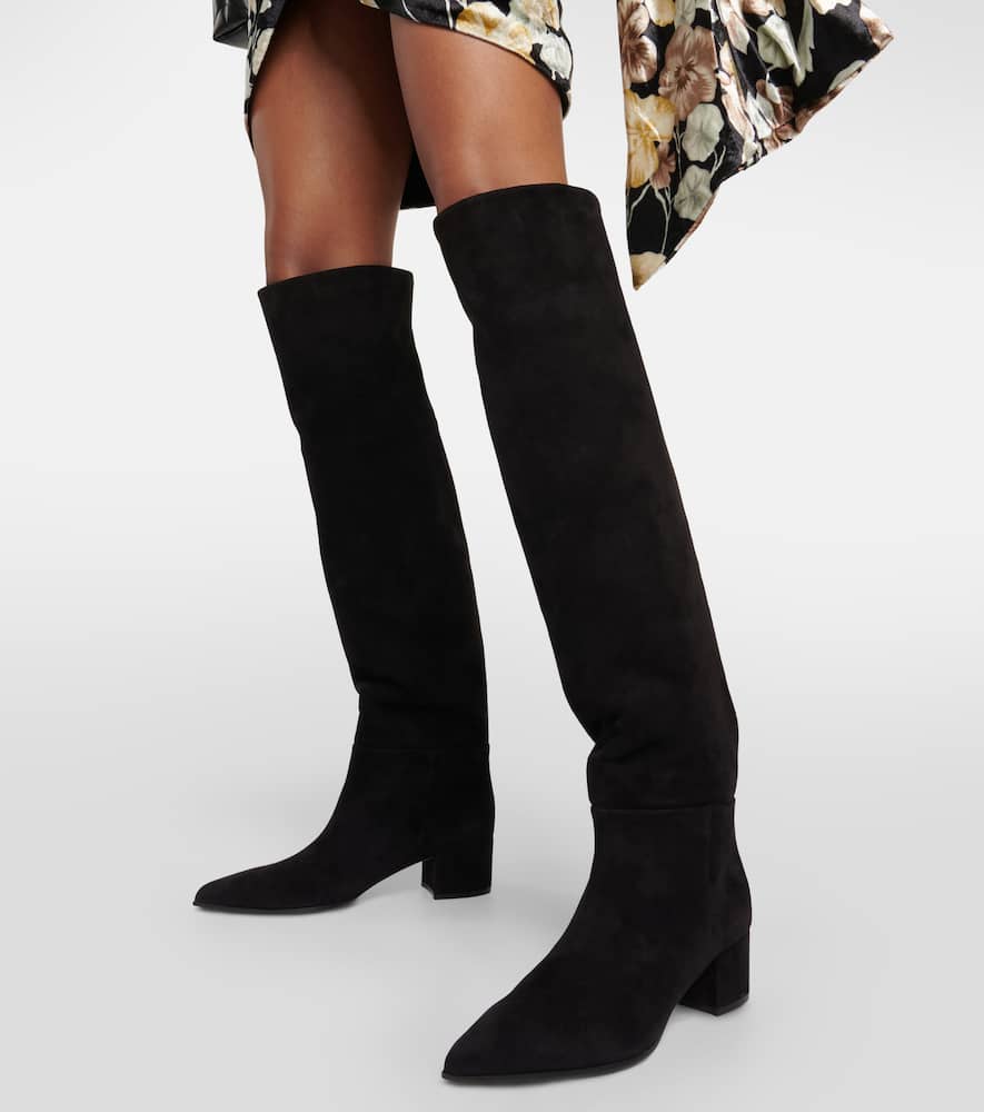 Gianvito Rossi Suede Leather Knee-high Boots In Black