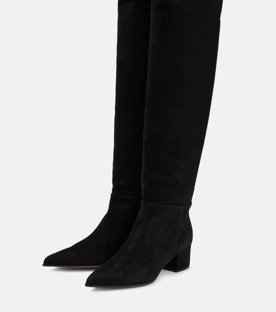 Gianvito Rossi Suede Leather Knee-high Boots In Black