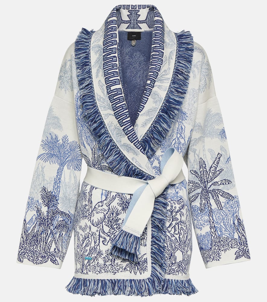 Alanui Icon Jacquard Cardigan In Bianco