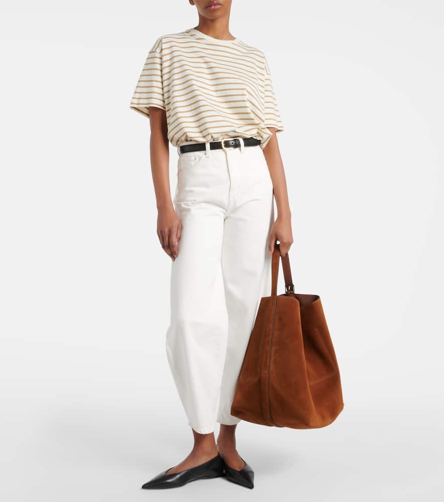 Shop Totême Belted Suede Tote Bag In Brown