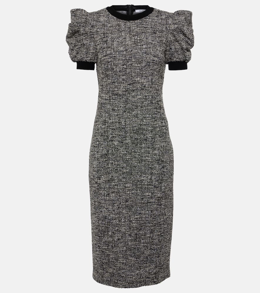 Max Mara Ieti Puff Sleeve Midi Dress In Neutrals