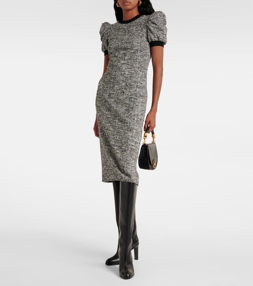 Max Mara Ieti Puff Sleeve Midi Dress In Neutrals