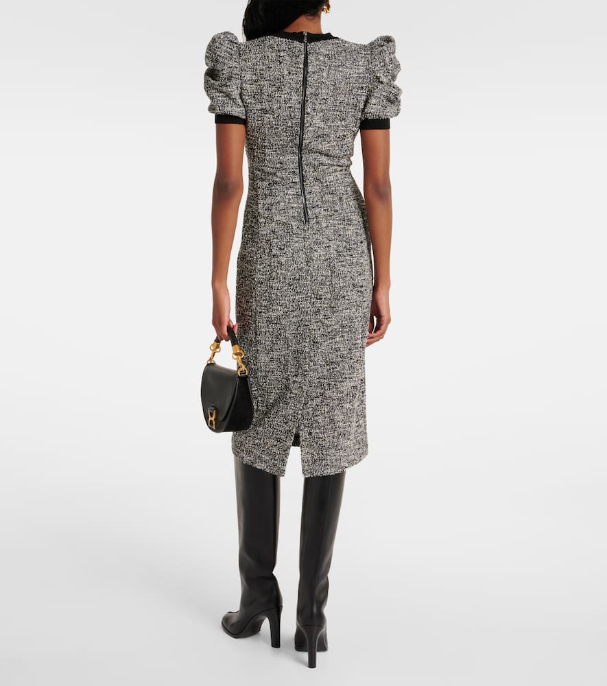 Max Mara Ieti Puff Sleeve Midi Dress In Neutrals