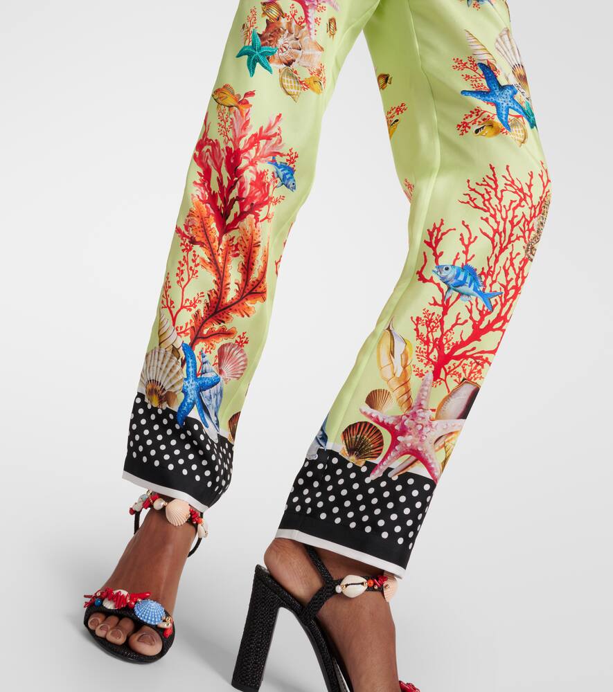 Dolce & Gabbana Capri Printed Silk Wide-leg Pants In Multicoloured