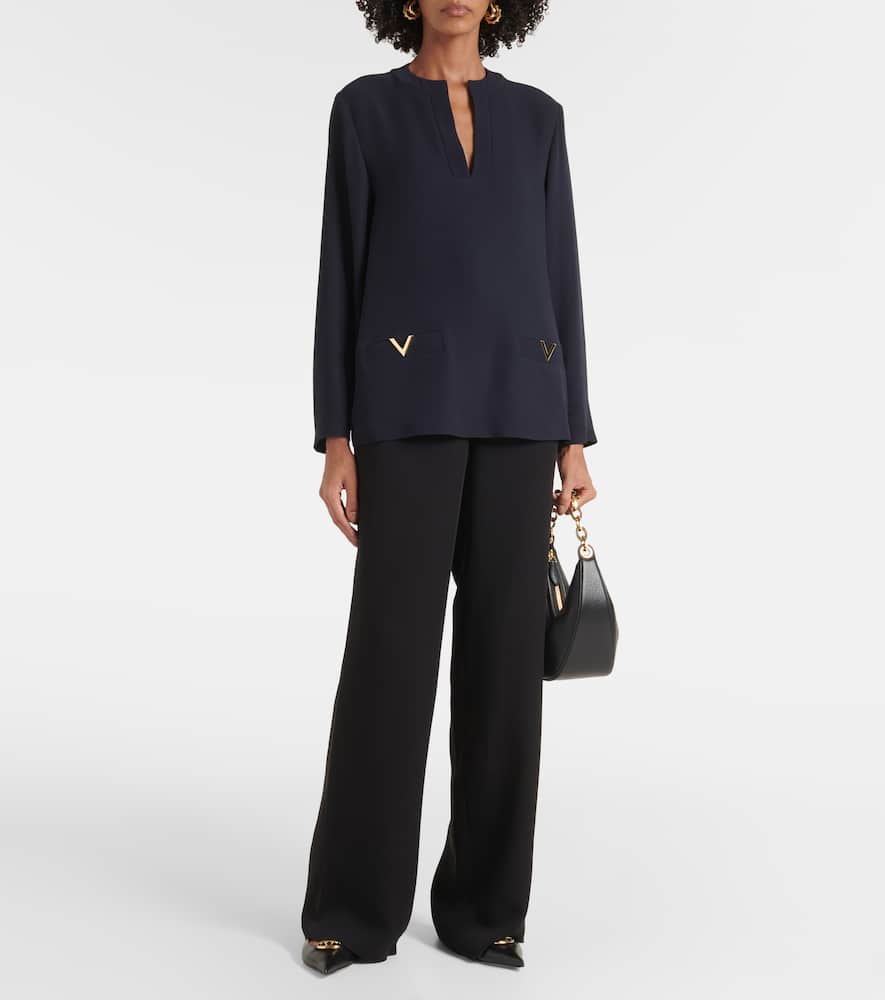 Valentino Cady Couture High-rise Wide-leg Pants In Schwarz