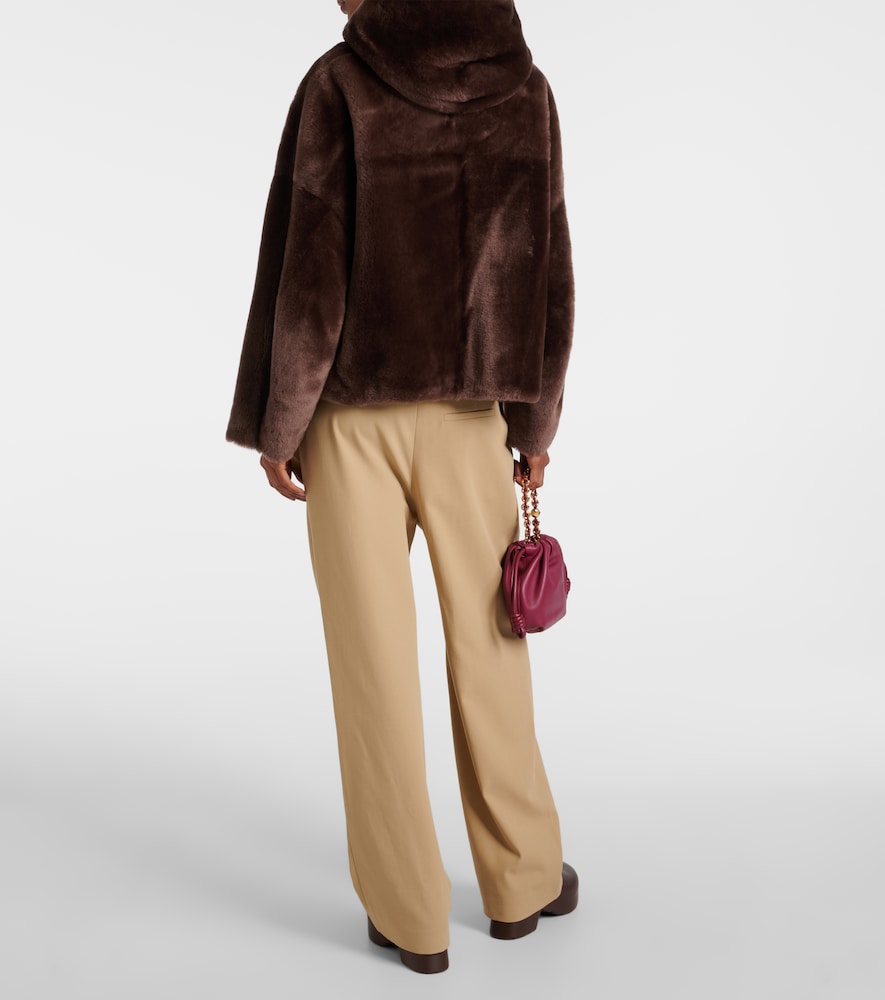 Blancha Cropped Shearling Jacket In Brown