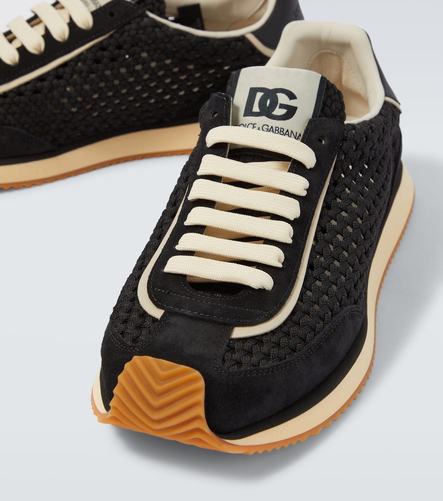 Dolce & Gabbana Black Fabric Sneakers In Multi